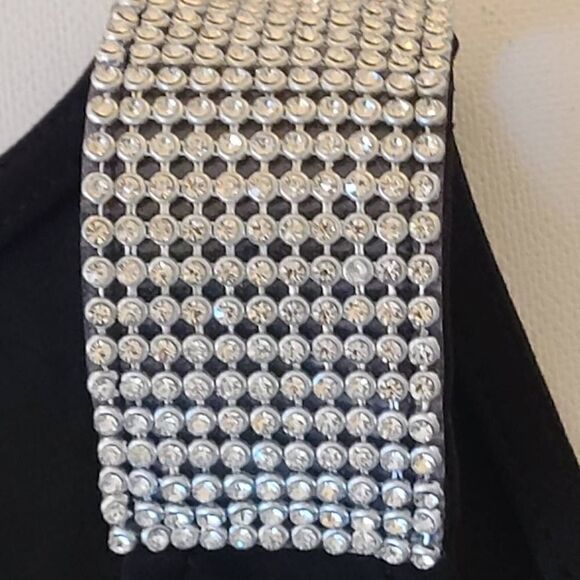 S Levine Womens Cold Shoulder Rhinestone Black Dressy Top Medium - Picture 7 of 11